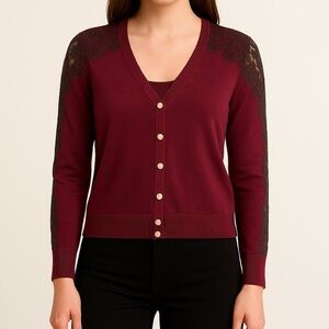 Karl Lagerfeld Lace Sleeve Cardigan – Elegant & Chic